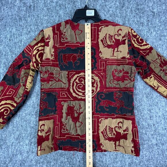 Midnight Velvet Jacket Womens Small‎ Astrology Signs Zodiac Asian Animals Red - Picture 8 of 10